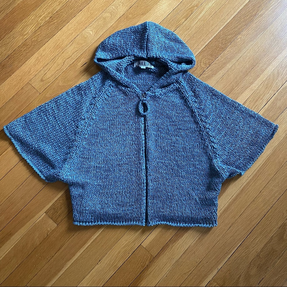 CURIO, Knit Sweater, Short Sleeves, Full Zip, Blue / Gray Color, Women’s Size L